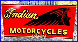 Painted Indian Motorcycle Harley Motor Cycles Dealership 48 Metal Gas Oil Sign