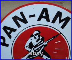 Pan-Am Motor Oil Porcelain Enamel Sign 30 X 30 Inches 1 sides