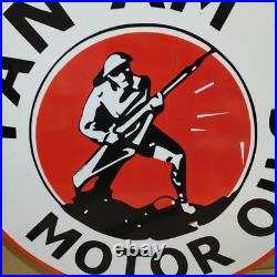 Pan-Am Motor Oil Porcelain Enamel Sign 30 X 30 Inches 1 sides