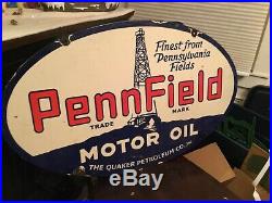 Pennfield Motor Oil Double Sided Porcelain Sign