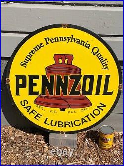 Pennzoil Motor Oil Large Heavy Porcelain Dealer Sign (30 Inch) Great Sign