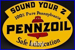 Pennzoil Motor Oil Sound Your Z DIECUT NEW 28 Wide Sign USA STEEL XL Size 7 lbs