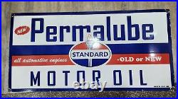 Permalube Motor Oil Porcelain Enamel Sign 48 X 24 Inches