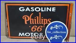 Phillips 66 Gasoline Motor Oil Porcelain Enamel Sign 18 x 10 Inches 2 Sided