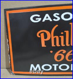Phillips 66 Gasoline Motor Oil Porcelain Enamel Sign 18 x 10 Inches 2 Sided