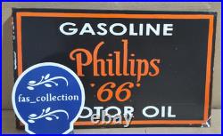 Phillips 66 Gasoline Motor Oil Porcelain Enamel Sign 18 x 10 Inches 2 Sided