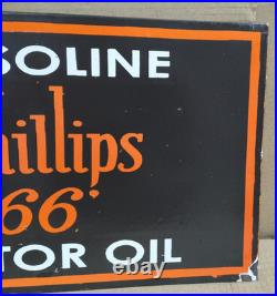 Phillips 66 Gasoline Motor Oil Porcelain Enamel Sign 18 x 10 Inches 2 Sided
