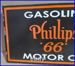 Phillips 66 Gasoline Motor Oil Porcelain Enamel Sign 18 x 10 Inches 2 Sided
