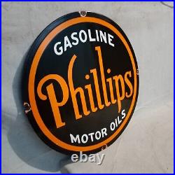 Phillips Gasoline Motor Oil Porcelain Enamel Sign 30 x 30 Inches S/S