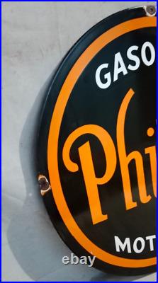 Phillips Gasoline Motor Oil Porcelain Enamel Sign 30 x 30 Inches S/S