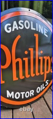 Phillips Gasoline Motor Oil vintage 66 Gas brand porcelain sign