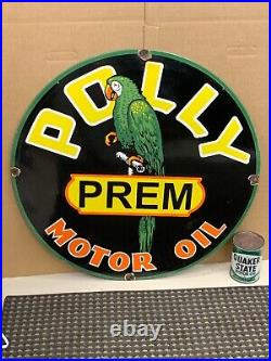 Polly Premium Motor Oil Large Heavy Porcelain Dealer Sign (30 Inch) Nice Sign