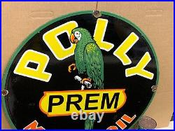 Polly Premium Motor Oil Large Heavy Porcelain Dealer Sign (30 Inch) Nice Sign