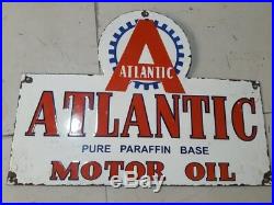 Porcelain ATLANTIC MOTOR OIL Sign SIZE 21 X 15.5 INCHES