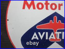 Porcelain Atlantic Motor Oil Enamel Metal Sign Plate Size 30 Inches Round