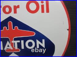 Porcelain Atlantic Motor Oil Enamel Metal Sign Plate Size 30 Inches Round