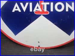 Porcelain Atlantic Motor Oil Enamel Metal Sign Plate Size 30 Inches Round