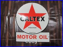 Porcelain Caltex Motor Oil Enamel Metal Sign Plate Size 30 x 25 Inches