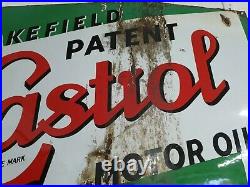 Porcelain Enamel Castrol Motor Oil Wakefield Patent Advertisement Sign Board
