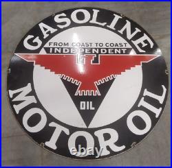 Porcelain Enamel Sign Gasoline Motor Oil Size 32x32 Inches Double Sided