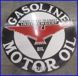 Porcelain Enamel Sign Gasoline Motor Oil Size 32x32 Inches Double Sided