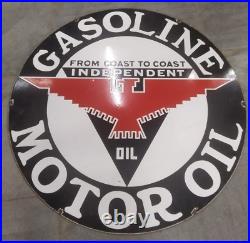 Porcelain Enamel Sign Gasoline Motor Oil Size 32x32 Inches Double Sided