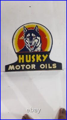 Porcelain Husky Motor Oil Enamel Sign 24 Inches Double Sided With Flange Porcelain Husky Motor Oil Enamel Sign 24 Inches Double Sided With Flange