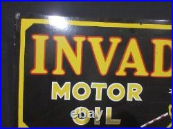 Porcelain Invader Motor Oil Enamel Metal Sign Plate Size 30 x 18 Inches