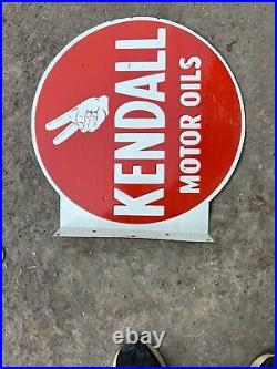 Porcelain Kendall Motor Oil Enamel Sign 24x24 Inches Double Sided With Flange