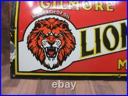 Porcelain Lion Head Motor Oil Enamel Metal Sign Plate Size 35 x 15 Inches