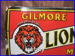 Porcelain Lion Head Motor Oil Enamel Metal Sign Plate Size 35 x 15 Inches