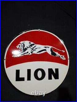 Porcelain Lion Motor Oil Enamel Metal Sign Size 30 Inches Double sided