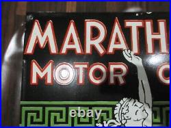 Porcelain Marathon Motor Oil Enamel Metal Sign Plate Size 40 x 23 Inches