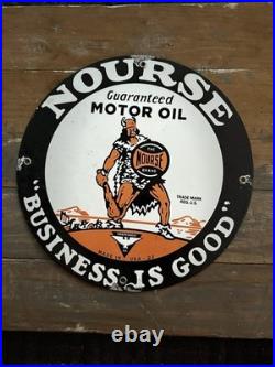 Porcelain Nourse Sign Motor Oil Performance Barn Seed Feed Tractor Garage Porcelain Nourse Sign Motor Oil Performance Barn Seed Feed Tractor Garage