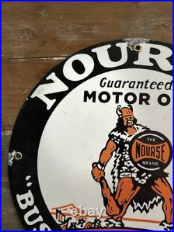 Porcelain Nourse Sign Motor Oil Performance Barn Seed Feed Tractor Garage Porcelain Nourse Sign Motor Oil Performance Barn Seed Feed Tractor Garage