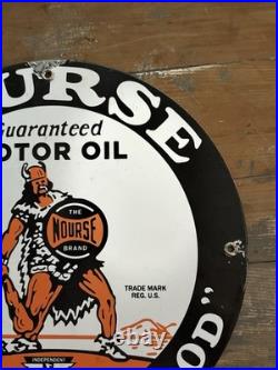 Porcelain Nourse Sign Motor Oil Performance Barn Seed Feed Tractor Garage Porcelain Nourse Sign Motor Oil Performance Barn Seed Feed Tractor Garage