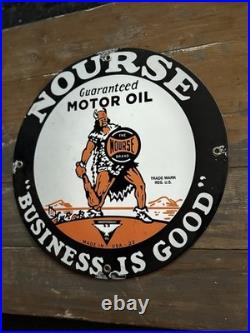 Porcelain Nourse Sign Motor Oil Performance Barn Seed Feed Tractor Garage Porcelain Nourse Sign Motor Oil Performance Barn Seed Feed Tractor Garage