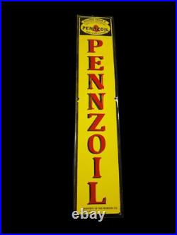 Porcelain Pennzoil Motor Oil Enamel Metal Sign Size 36 x 8 Inches