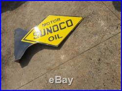 Porcelain SUNOCO MOTOR OIL Enamel Sign SIZE 21 X 15 INCHES 2 sided Flange