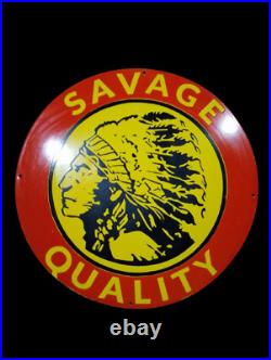 Porcelain Savage Quality Motor Oil Enamel Metal Sign Size 20 Inches Round