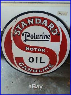 Porcelain Standard Polarine Motor Oil Sign SIZE 30 Round Double Sided