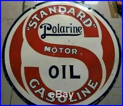 Porcelain Standard Polarine Motor Oil Sign SIZE 42 Round Double sided