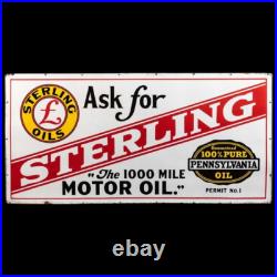 Porcelain Sterling Motor Oil Enamel Sign 36 Inches Double Sided