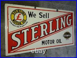 Porcelain Sterling Motor Oil Enamel Sign 36x18 Inches Double Sided