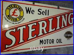 Porcelain Sterling Motor Oil Enamel Sign 36x18 Inches Double Sided