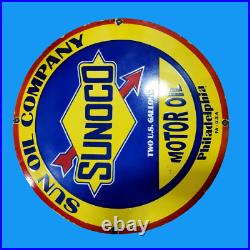 Porcelain Sunoco Motor Oil Enamel Sign Size 30x30 Inches Double Sided Porcelain Sunoco Motor Oil Enamel Sign Size 30x30 Inches Double Sided