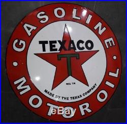 Porcelain Texaco Gasoline Motor Oil Enamel sign 36 inch Round