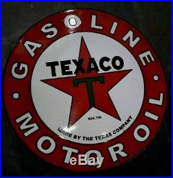 Porcelain Texaco Motor Oil Enamel Sign Size 36 ROUND Double Sided
