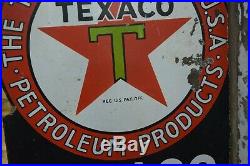 Porcelain Texaco Motor Oil Flange Sign Original 1920's Gas Station AUTHENTIC