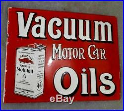 Porcelain VACUUM MOTOR OIL Sign SIZE 20 X 16 INCHES with flange